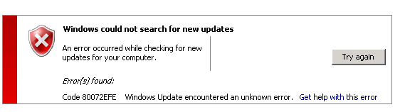 80072efe ошибка обновления windows 7 как исправить